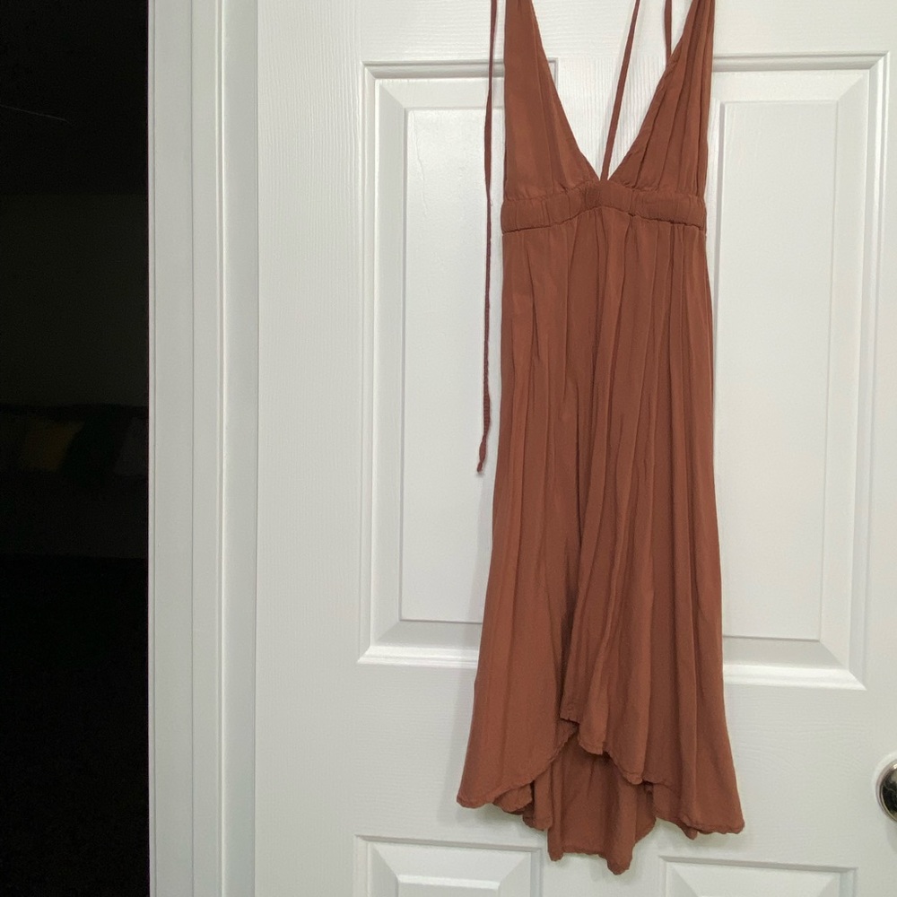Rare! Brandy Melville Kathy halter neck orange dainty mini dress One size